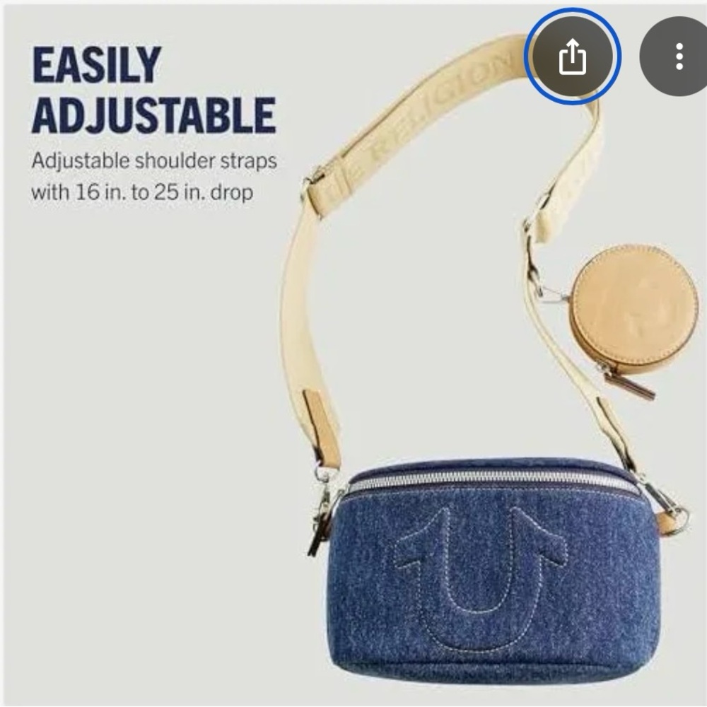 True Religion Blue Denim Crossbody Bag
